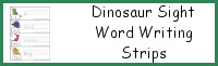 Dinosaur Sight Words Writing & Tracing Strips