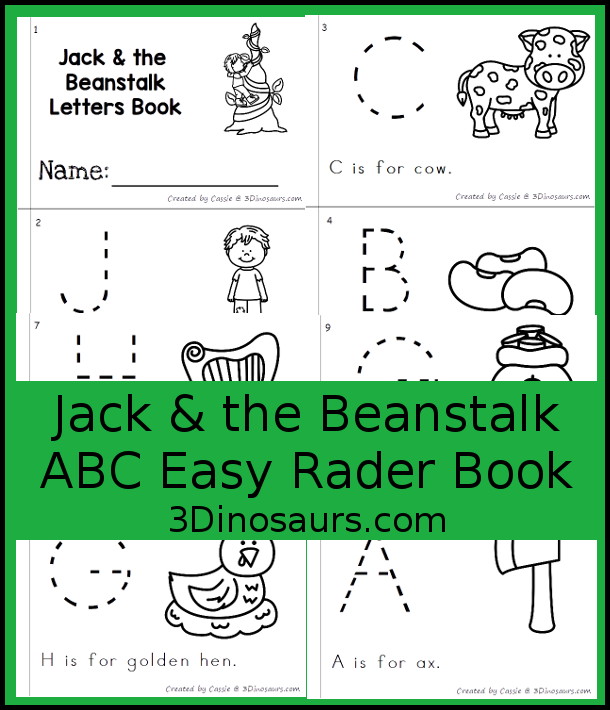 Free Jack & the Beanstalk ABC Easy Reader Book - You have uppercase letters for kids to trace with different themes from the Jack and the Beanstalk. You also have a simple sentence to read - 3Dinosaurs.com