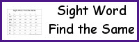 Sight Word Find the Same