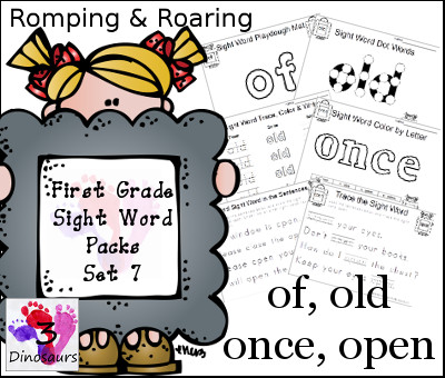 Romping & Roaring First Grade Sight Words Set 7: of, old, once, open - 3Dinosaurs.com