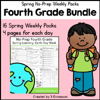 Fourth Grade No-Prep Weekly Pack Bundle: Spring