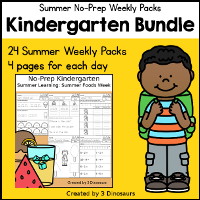 Kindergarten No-Prep Weekly Pack Bundle: Summer