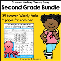 Second No-Prep Weekly Pack Bundle: Summer
