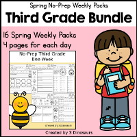 Third Grade No-Prep Weekly Pack Bundle: Spring
