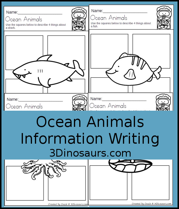 Free Ocean Animals Information Writing -  3Dinosaurs.com