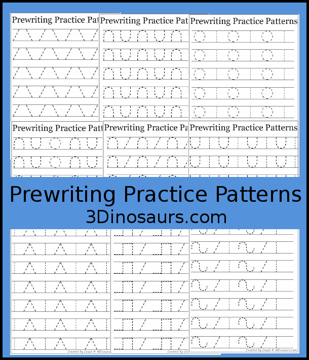 Free Prewriting Practice Patterns - Several pages of different patterns to practice with prewriting - 3Dinosaurs.com
