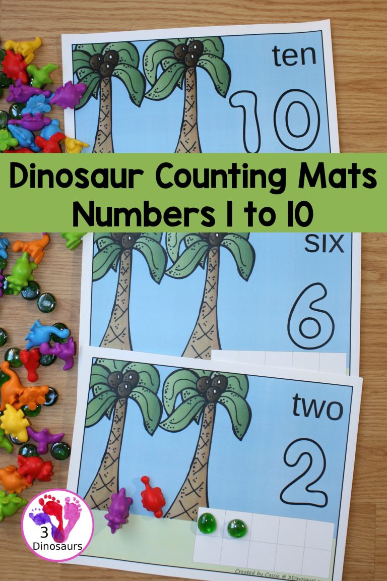 Free Dinosaur Counting Mats Printable: Number 1 to 10