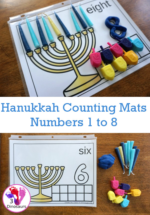 Free Fun Hands-On Hanukkah Counting Mats: 1 to 8