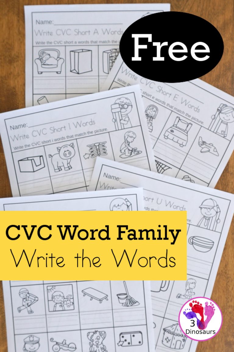 Free CVC Word Family Write the Words No-Prep Worksheet