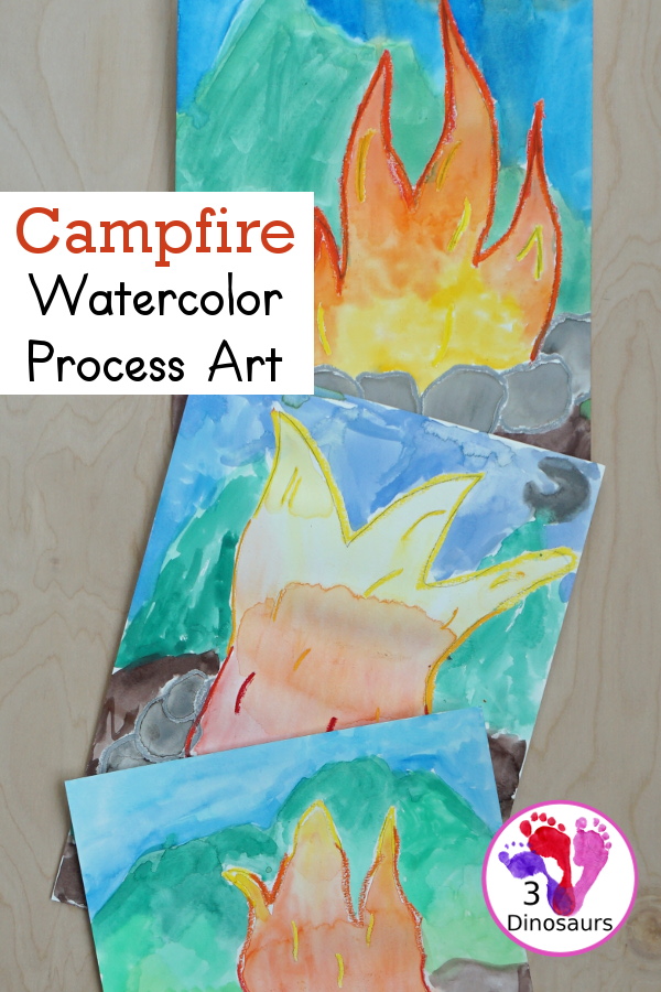 Campfire Watercolor Process Art