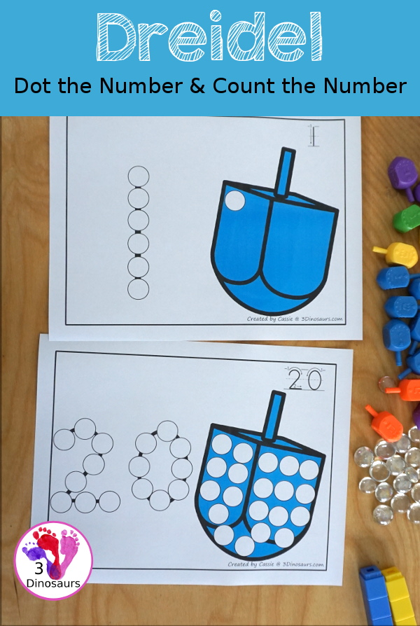 Dreidel Number Dot Marker & Counting for Hanukkah