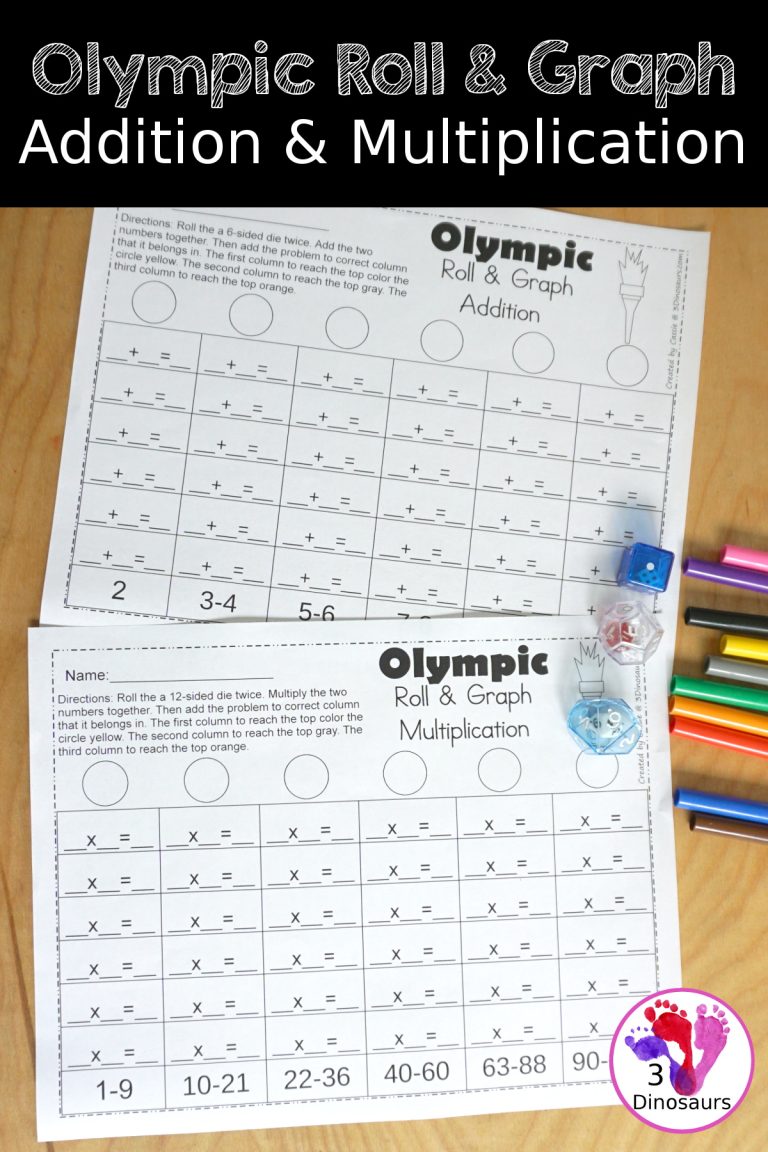 Free Olympic Roll and Graph Math for Addition & Multiplication