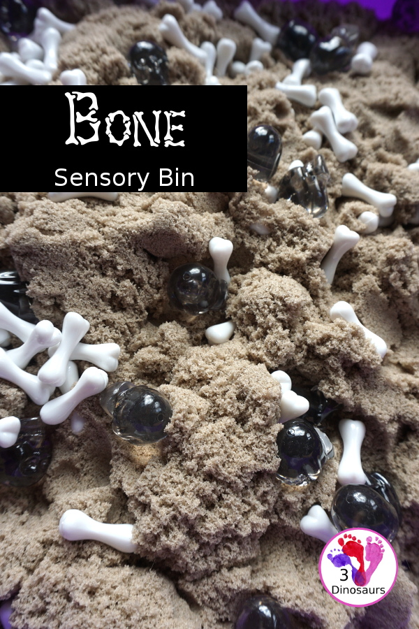 Bone Sensory Bin with Kinetic Sand for Halloween