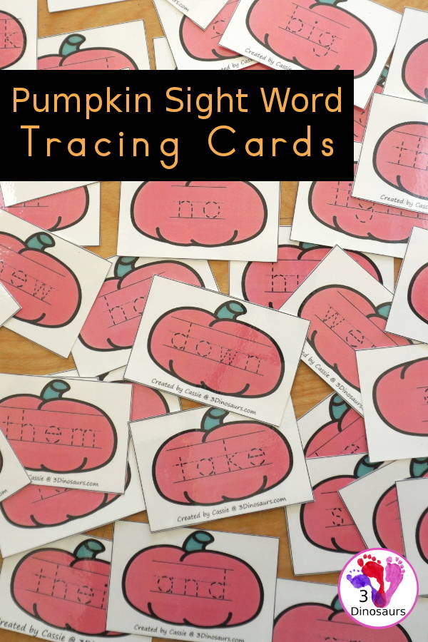 Free Pumpkin Sight Word Tracing Card Printables