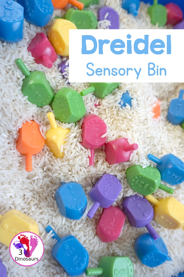 Dreidel Sensory Bin with Rice