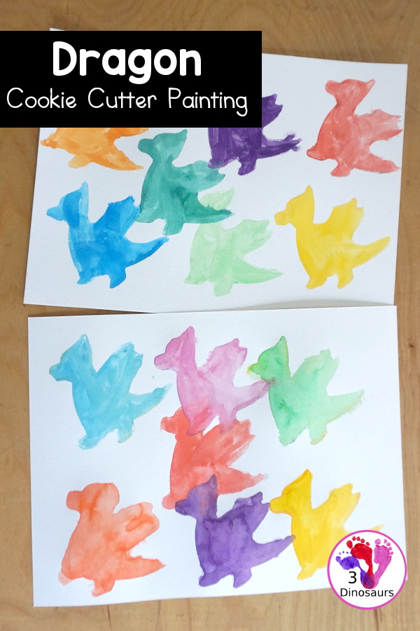 Dragon Watercolor Painting with Cookie Cutters