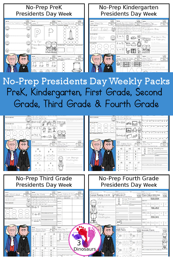 No-Prep President’s Days Weekly Packs