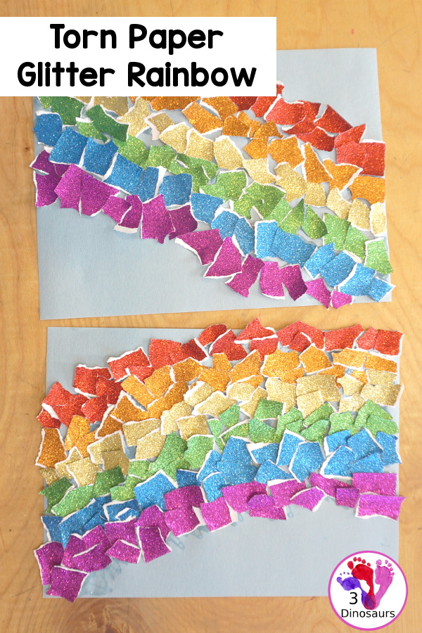 Torn Paper Glitter Rainbow Craft