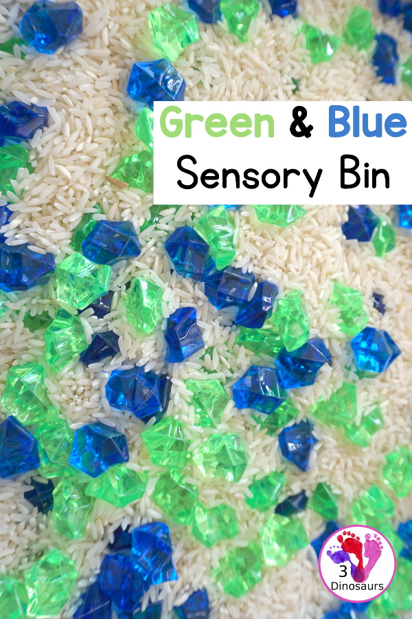 Blue and Green Sensory Bin For Earth Day
