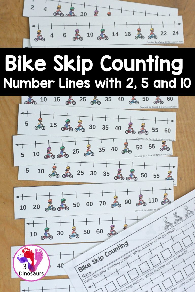 Free Bike Skip Counting Number Line Printables- Skip Counting by 2, Skip Counting by 5, Skip Counting by 10