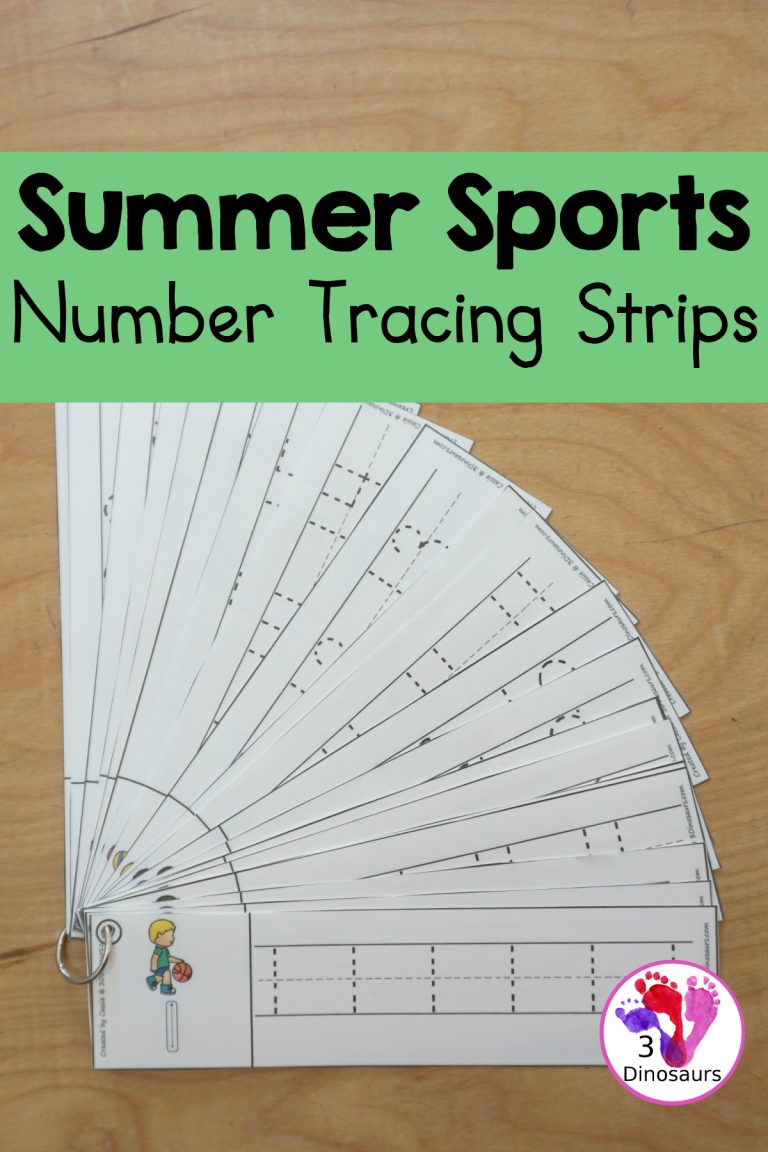 Free Summer Sports Number Tracing Strips