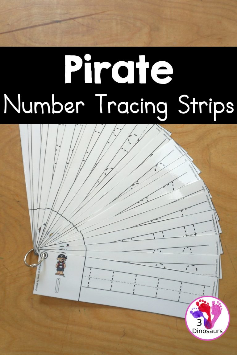 Free Pirate Number Tracing Strip Printables: 0 to 20