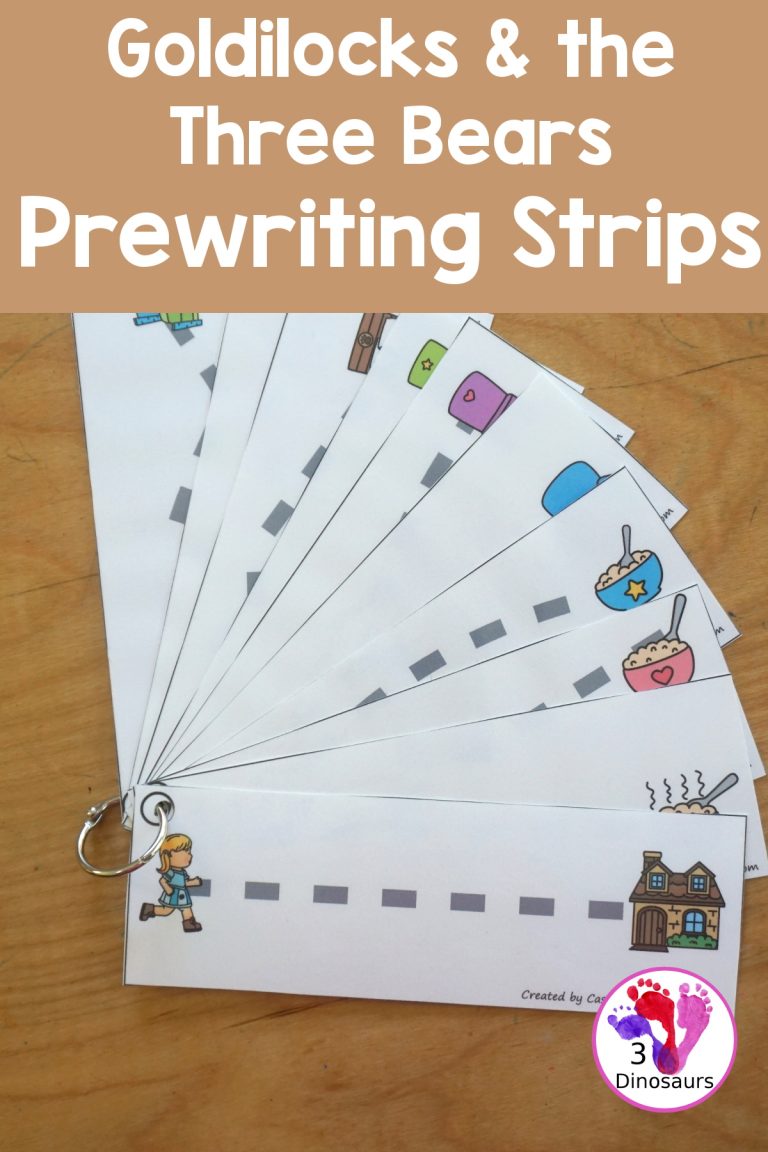 Free Goldilocks & Three Bears Prewriting Strip Printables